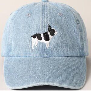 French Bulldog Dog Embroidered Denim Baseball Cap
